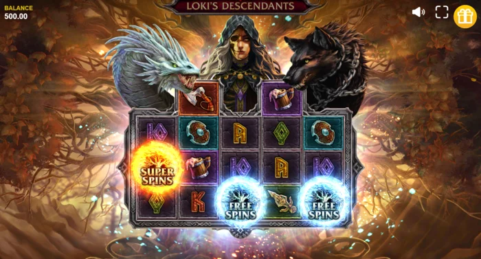 Loki's Descendants - Serpent-functie geactiveerd met diagonale Wilds